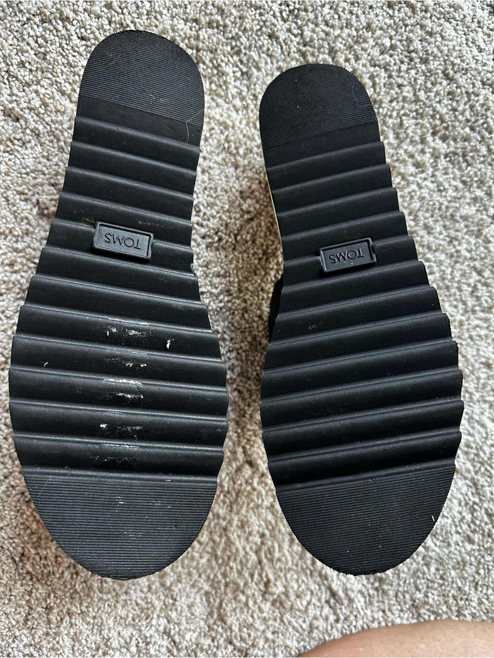 Toms LEATHER UPPER Diana Espadrille Wedge Slide in Black and Tan - Picture 5 of 8
